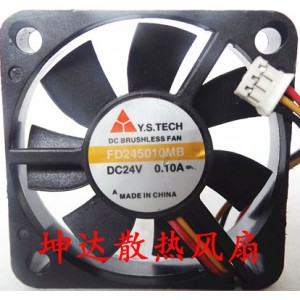 Y.S TECH FD245010MB 24V 0.1A 3wires Cooling Fan